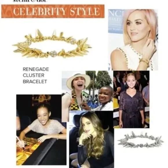 stella & dot ~ renegade cluster bracelet silver ~ edgy spikes - Picture 3 of 5